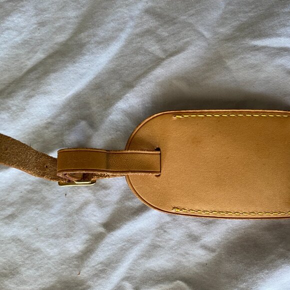 AUTHENTIC LOUIS VUITTON VACHETTA LUGGAGE TAG & STRAP - Picture 2 of 5